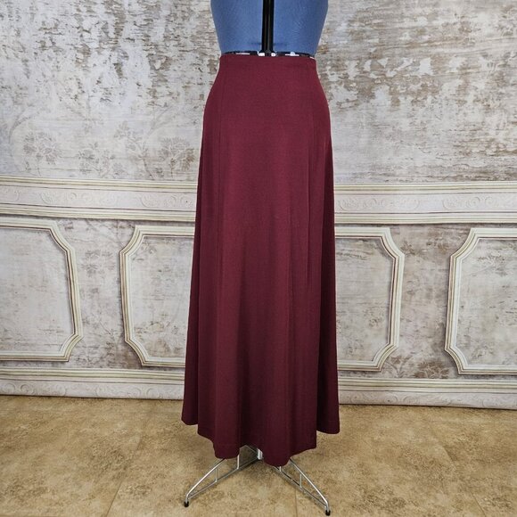 Vintage 1970s Burgundy Maxi Skirt Long Flowy Whimsigoth Medium Maroon Red VTG - Picture 2 of 8